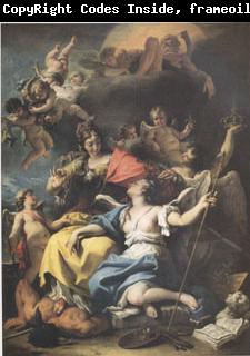 RICCI, Sebastiano Allegory of France as Minerva or Wisdom Who Treads Ignorance Underfoot and Crowns Martial Virtue (mk05)